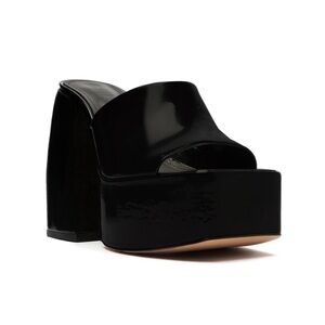 Chunky Patent Leather Platform Sandals